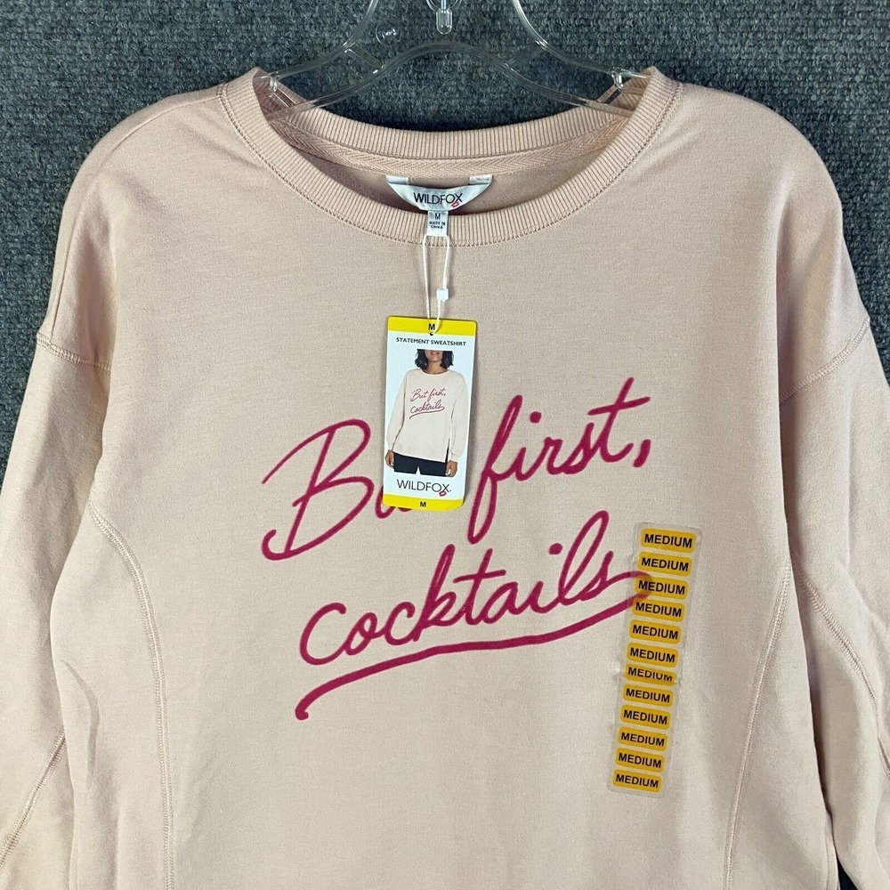 Wildfox Sweatshirt Women's Medium Pink‎ Pullover Cotton Blend Casual NWT - Picture 2 of 10